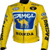Classic HONDA Camel Yellow Leather Motorcycle Jacket