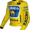 Classic HONDA Camel Yellow Leather Motorcycle Jacket