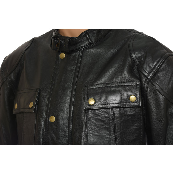 RTX Roadmaster Pure Leather Black Biker Jacket 