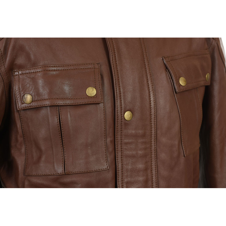 RTX Roadmaster Pure Brown Leather Biker Jacket 