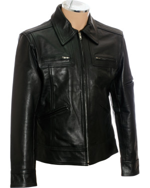 Saints ROW Soft Black Leather Biker Jacket