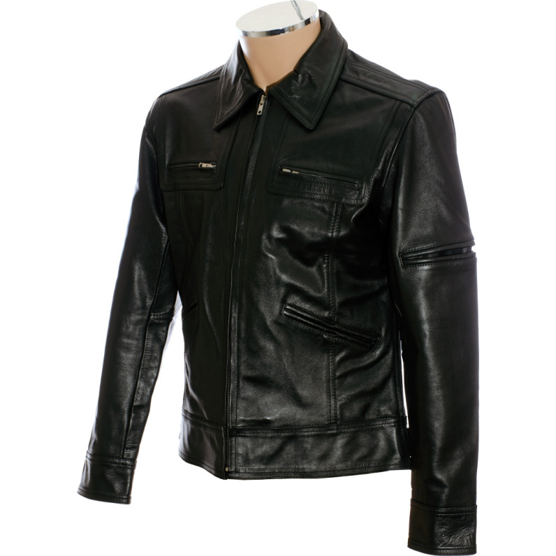 Saints ROW Soft Black Leather Biker Jacket