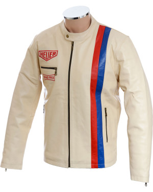 Cream Steve McQueen Heuer GrandPrix Leather Jacket