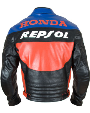 Repsol Gas Blue Leather Motorcycle Jacket