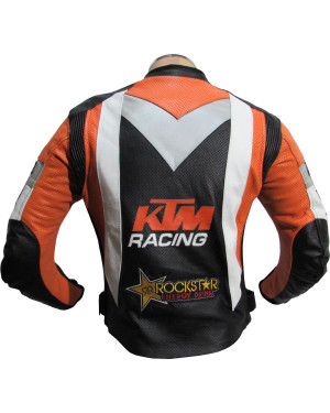 KTM Racing Leather Perforated Motorcycle Biker Jacket