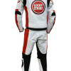 Lucky Strike Red & White Biker Two Piece Leather Motorcycle Suit