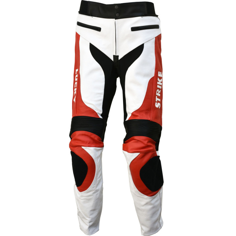 Lucky Strike Red & White Biker Two Piece Leather Motorcycle Suit