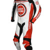 Lucky Strike Red & White Biker One Piece Leather Motorcycle Suit