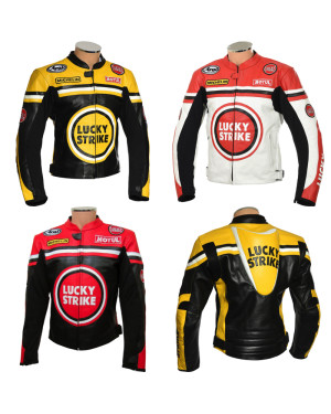 Custom Made LUCKY STRIKE Leather Biker Jacket