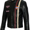 Steve McQueen Le-Man Gulf Heuer Firestone Black Premium Leather Jacket
