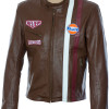 Steve McQueen Legends Gulf Le Man Firestone Heuer Brown Premium Leather Jacket