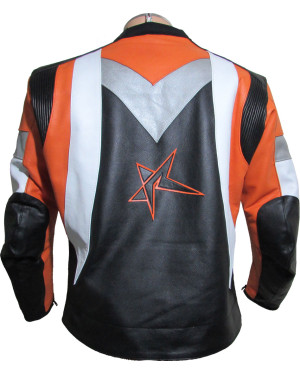 RTX Violator Orange Motorcycle Leather Jacket
