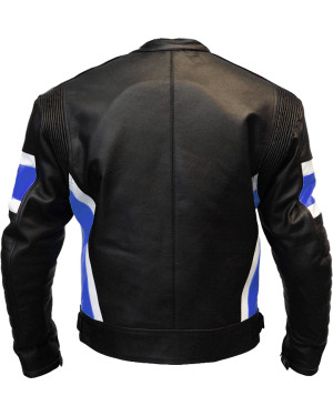 RTX Dark Knight Blue Cruiser Leather Biker Jacket 