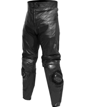 Retro Classic Plain Black Leather Motorcycle Trouser