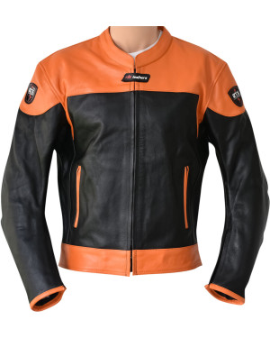 RTX Venom Orange & Black Leather Motorcycle Biker Jacket 