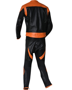 RTX Venom Orange & Black Motorcycle Touring 2 Piece Leather Biker Suit
