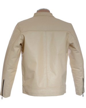 SALE - Steve McQueen GRAND PRIX HEUER Cream Leather Jacket