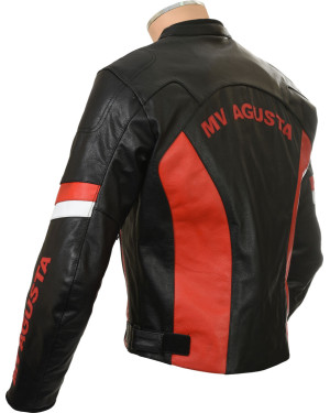 MV Agusta Corse Red & Black leather Biker Jacket