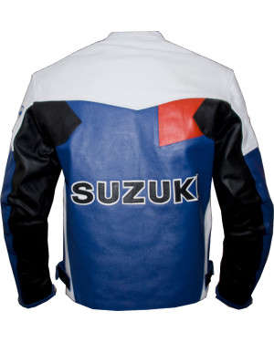 Suzuki Classic Leather Motorcycle Racer Biker Jacket