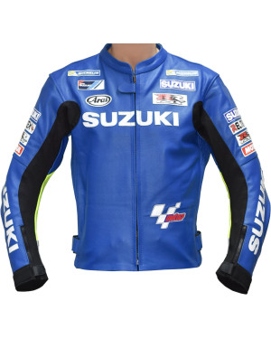 ECSTAR MotoGP SUZUKI Sports Racing Replica Leather Motorcycle Jacket