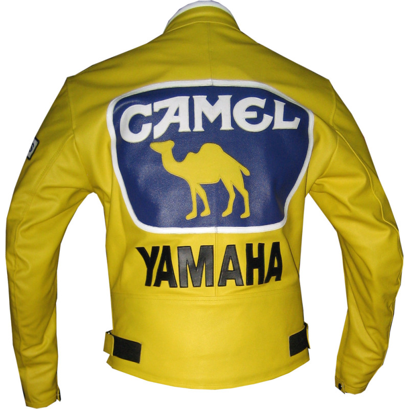 Camel Yamaha Classic Yellow Racing Leather Jacket 